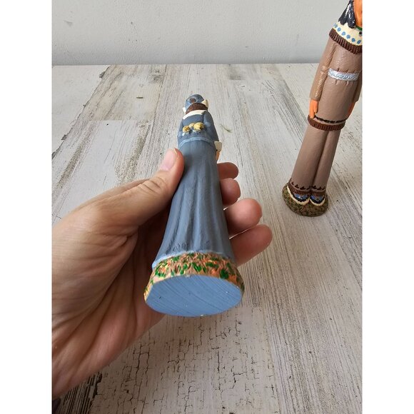 Vintage pencil pilgrim Thanksgiving in the end plaster decor set couple - Picture 9 of 15